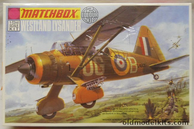 Matchbox 1/72 Westland Lysander - RAF No. 16 Sq. France 1940 or No. 225 1939, PK-7 plastic model kit